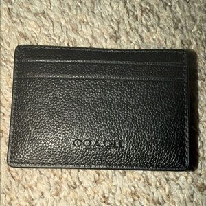 Coach Pebbled Black Leather Men’s Credit Card Holder/Money Clip NWT